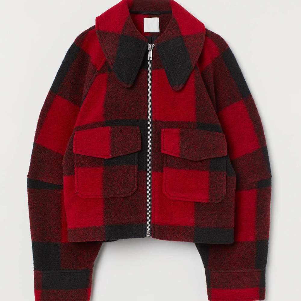 H&M Red and Black Plaid Jacket